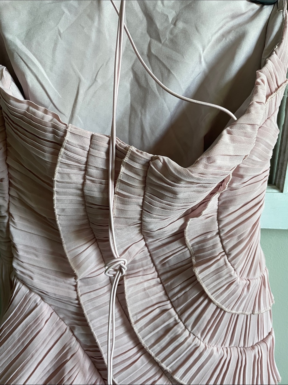 Pleated Ruffle Maxi Dress in Blush Pink - Picture 8 of 12